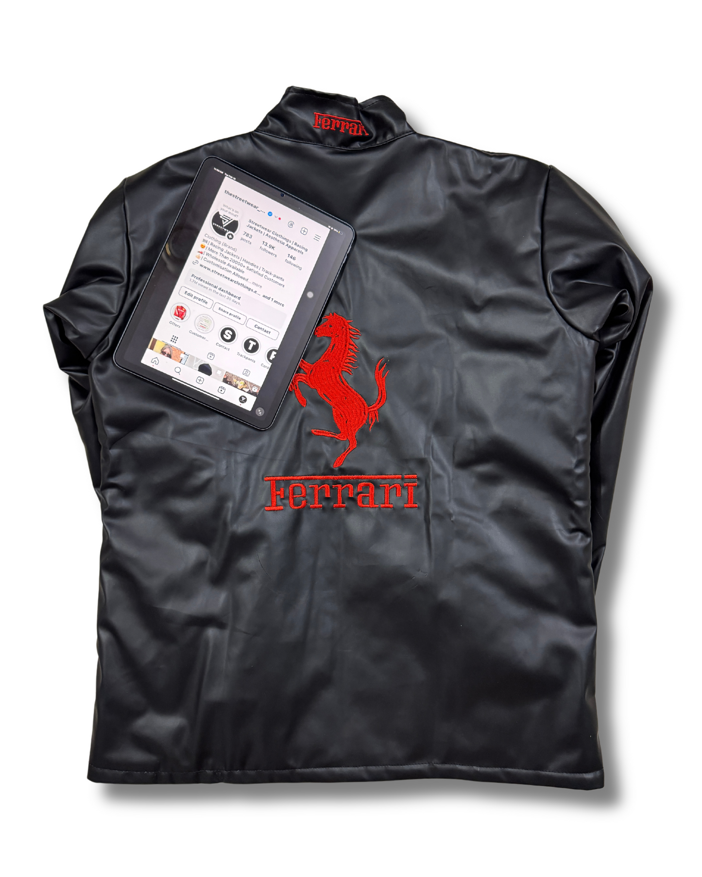 Ferrari Leather Jacket Black l Unisex Racing Jacket l Streetwear Clothings