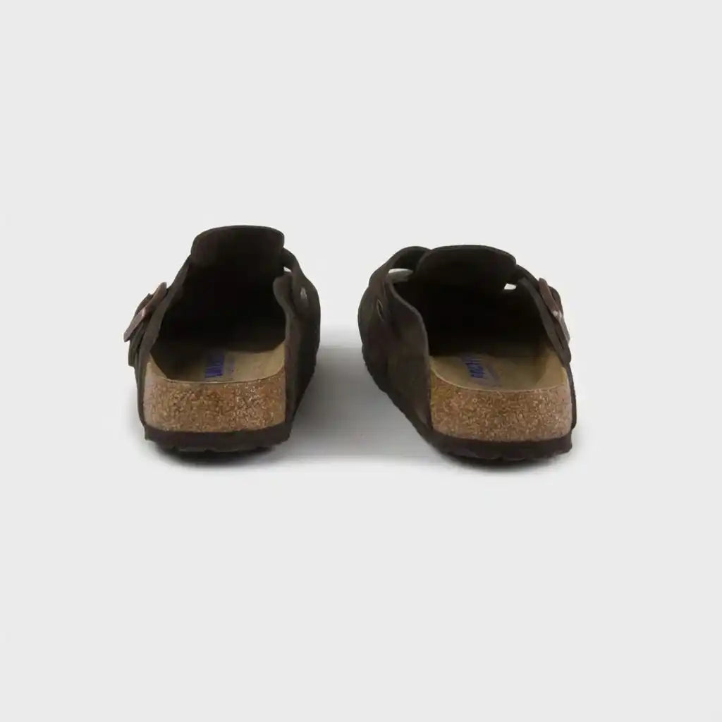 BIRKENSTOCK BOSTON SUEDE SOFT FOOTBED CLOG - TAUPE