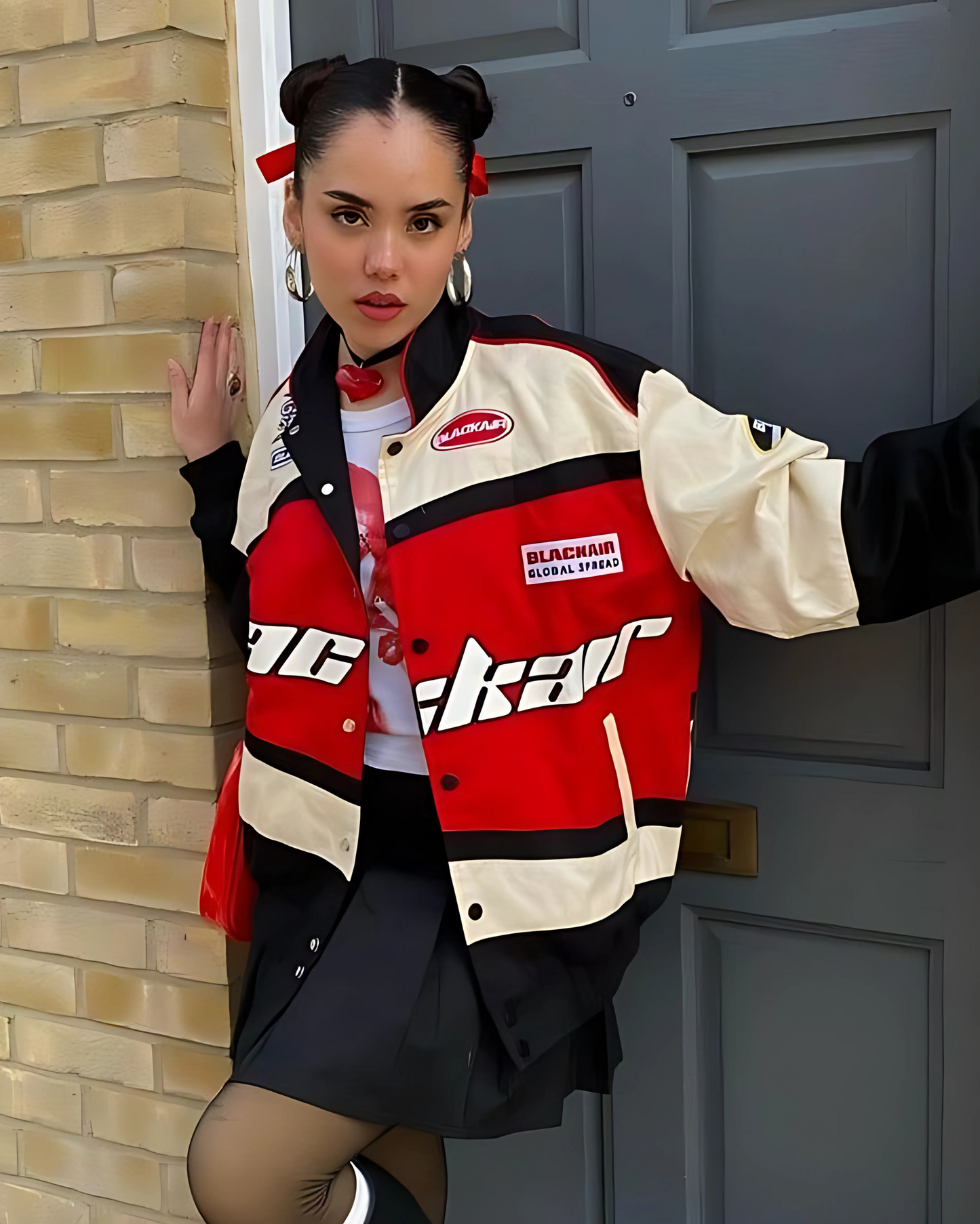 Black Air Racing Jacket l Red & Cream Racing Jacket l Streetwear