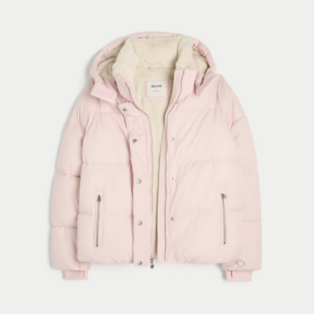 Pink Faux Puffer Jacket