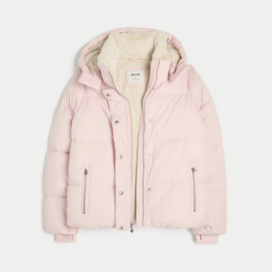 Pink Faux Puffer Jacket