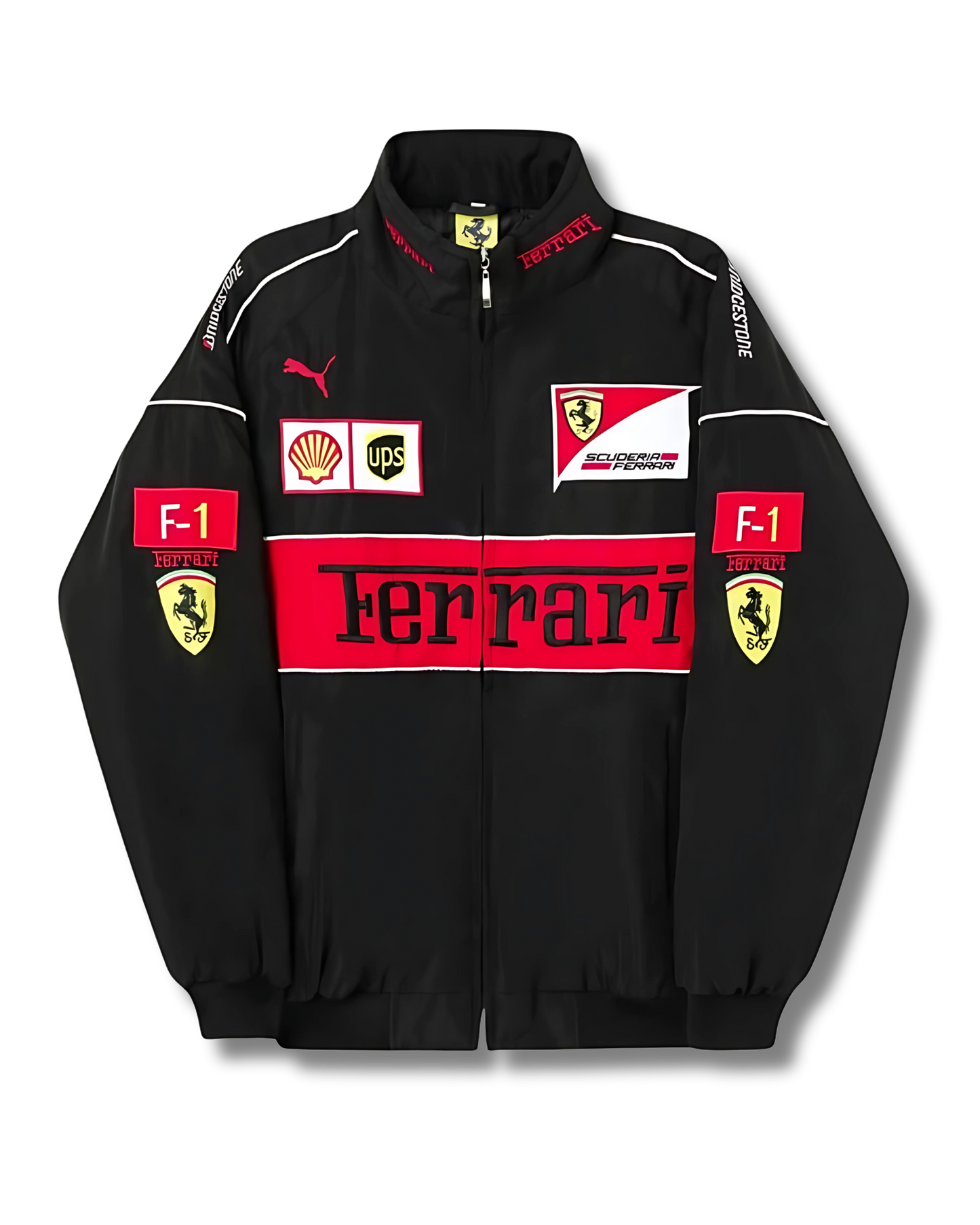 Black Ferrari Jacket Premium Turbo Racer Jacket - F1 Luxury Wear