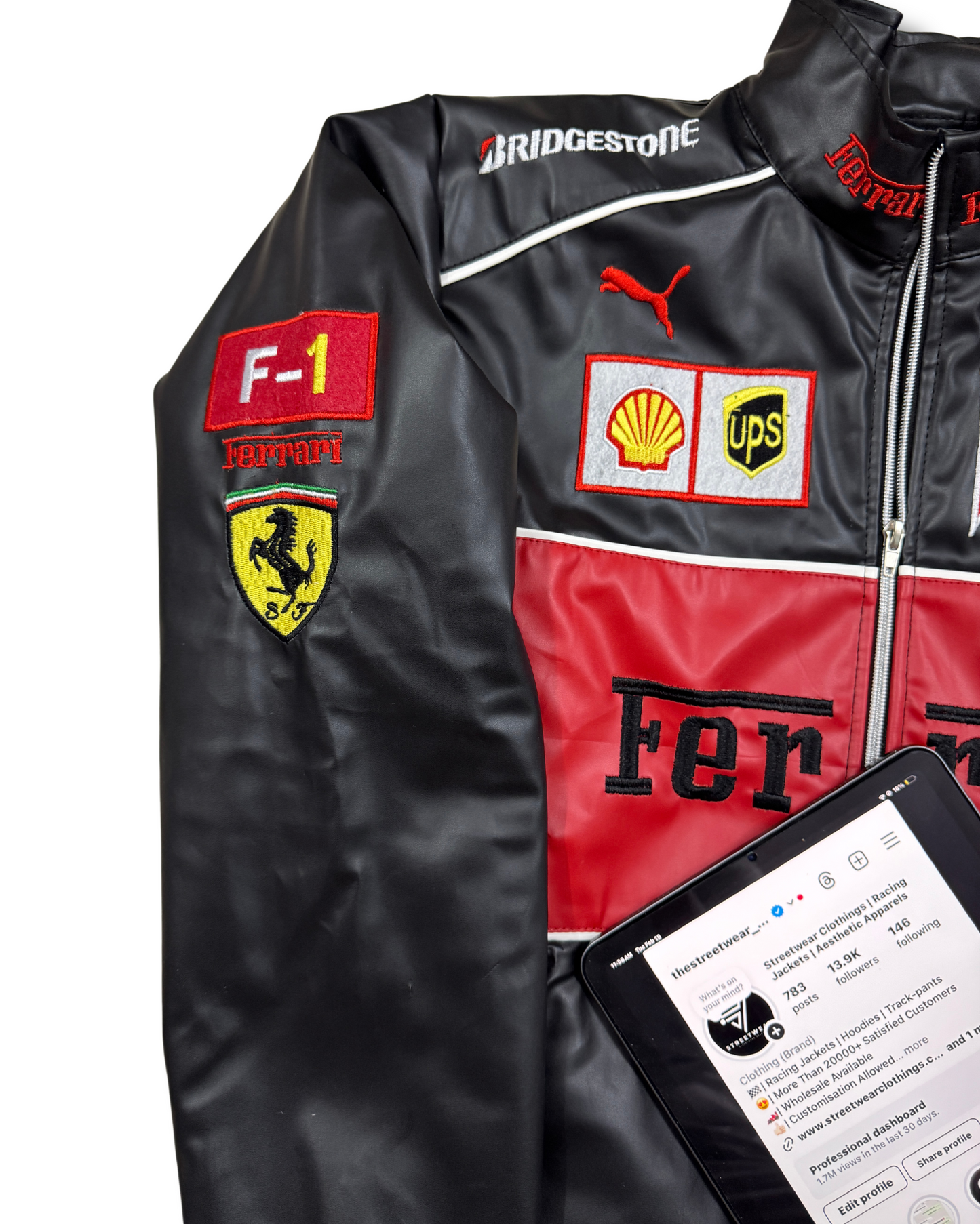 Ferrari Leather Jacket Black l Unisex Racing Jacket l Streetwear Clothings