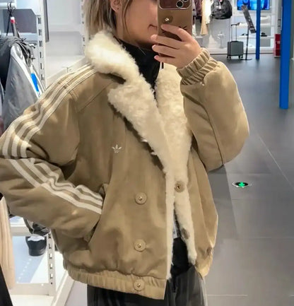 Adidas Originals Oversized Faux Suede Sherpa Jacket