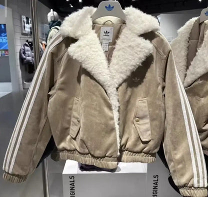 Adidas Originals Oversized Faux Suede Sherpa Jacket