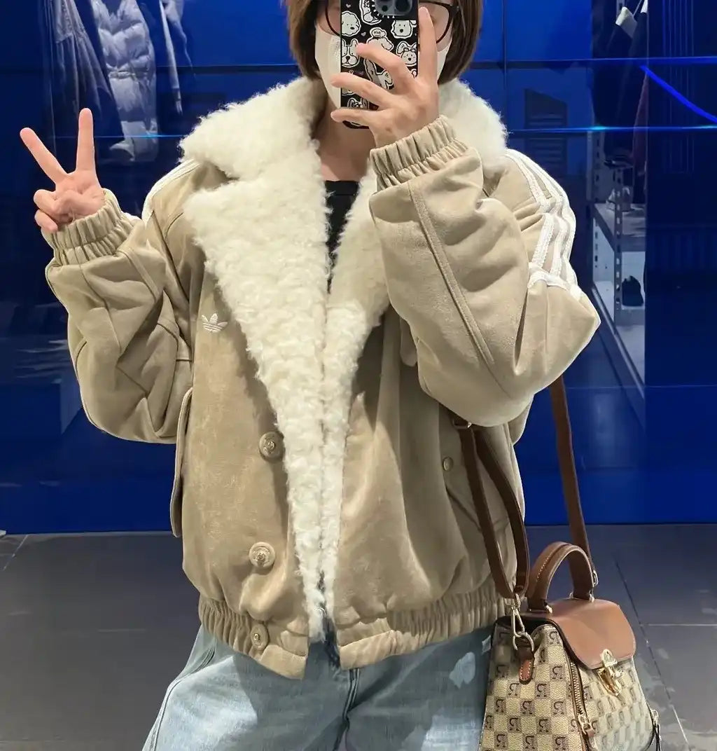 Adidas Originals Oversized Faux Suede Sherpa Jacket