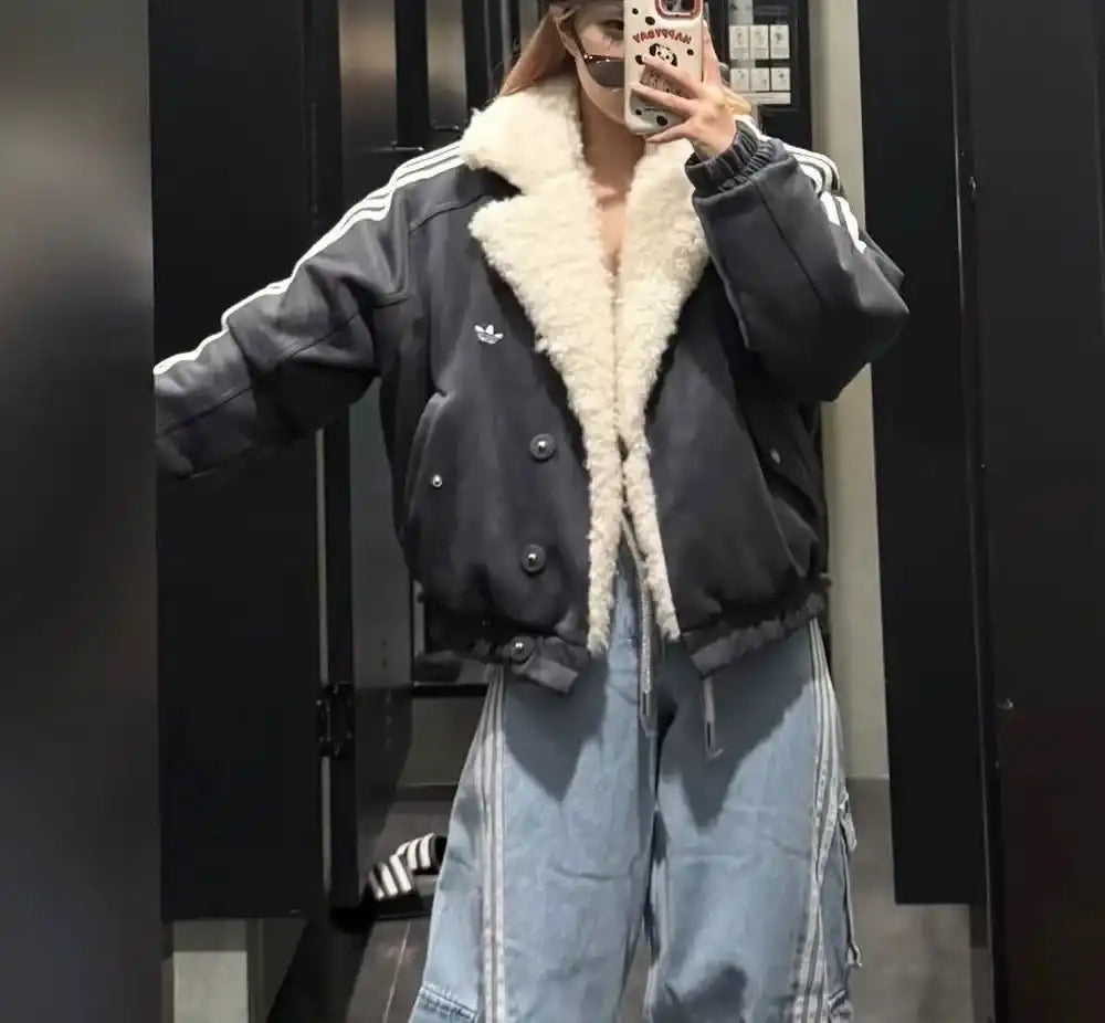 Adidas Originals Oversized Faux Suede Sherpa Jacket