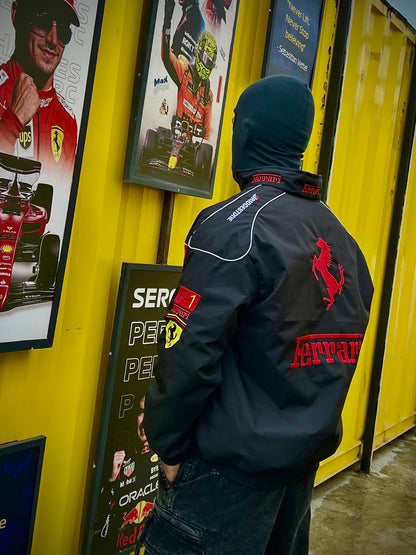 Ferrari Racing Jacket – Parachute Fabric with Premium Embroidered Logo | Streetwear Edition