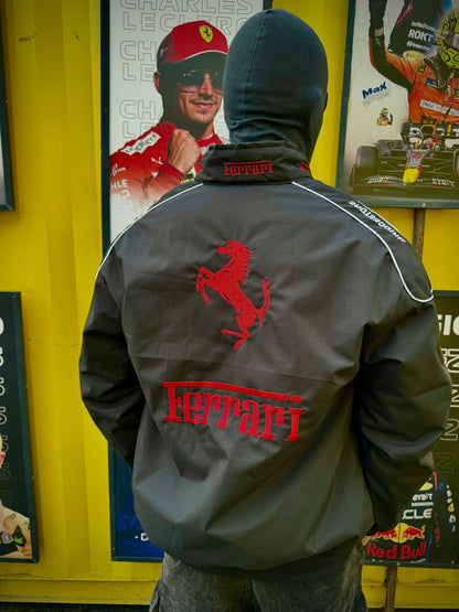 Ferrari Racing Jacket – Parachute Fabric with Premium Embroidered Logo | Streetwear Edition