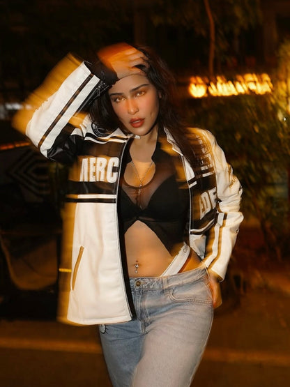 Mercedes Premium Leather Jacket l Unisex Racing Jacket l Streetwear