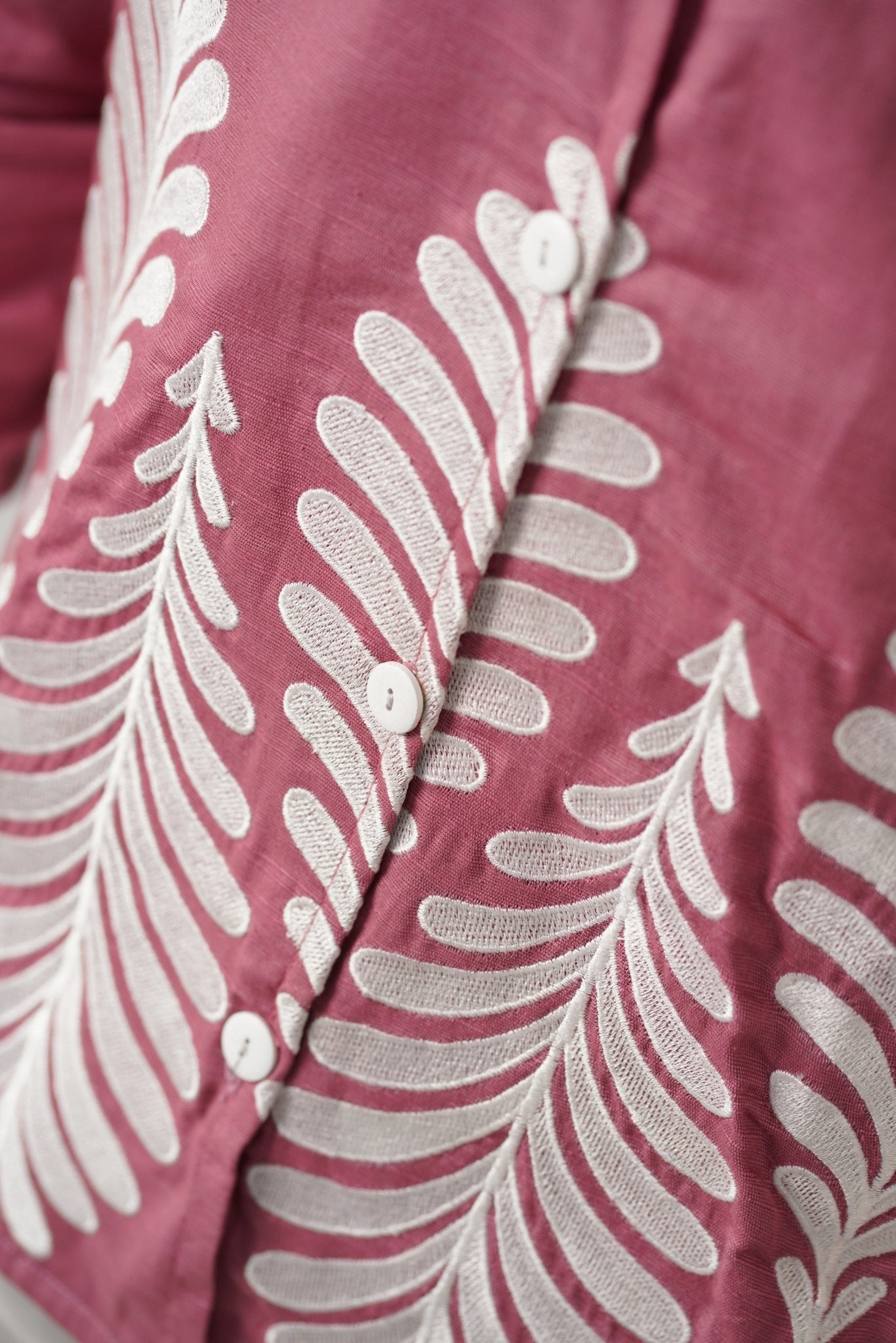 Embroidered Full Sleeves Rose Pink Unisex Shirt – Koti Apparels