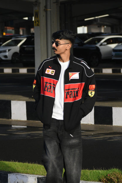 Black Ferrari Jacket Premium Turbo Racer Jacket - F1 Luxury Wear