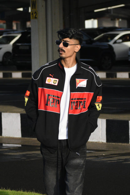 Black Ferrari Jacket Premium Turbo Racer Jacket - F1 Luxury Wear