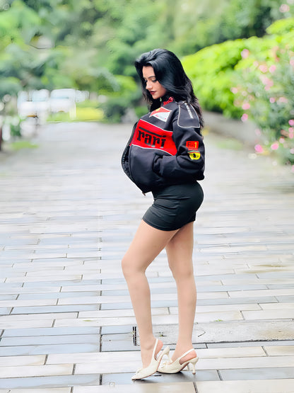 Black Ferrari Jacket Premium Turbo Unisex Racer Jacket