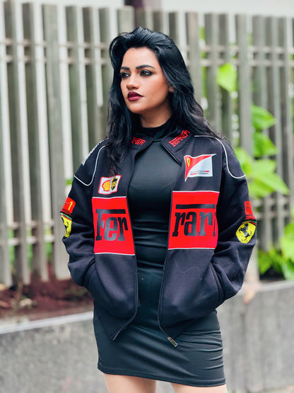 Black Ferrari Jacket Premium Turbo Unisex Racer Jacket