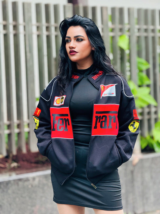 Black Ferrari Jacket Premium Turbo Unisex Racer Jacket