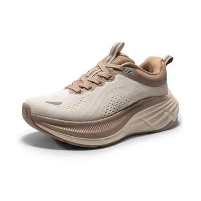 Beige/Khaki Mesh Running Sneakers – Lightweight Platform