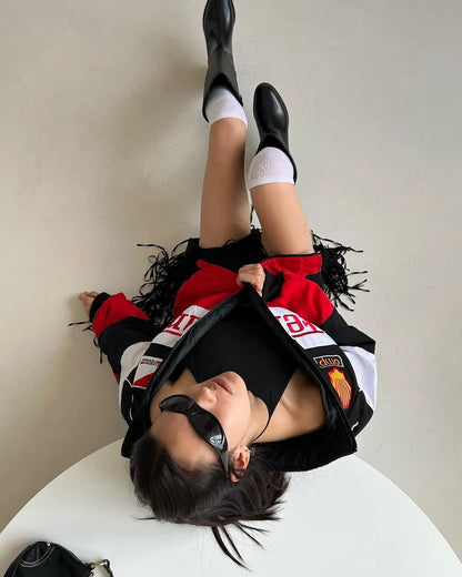 Ferrari F1 jacket Speed Enthusiast Vintage White & Red Racer Jacket