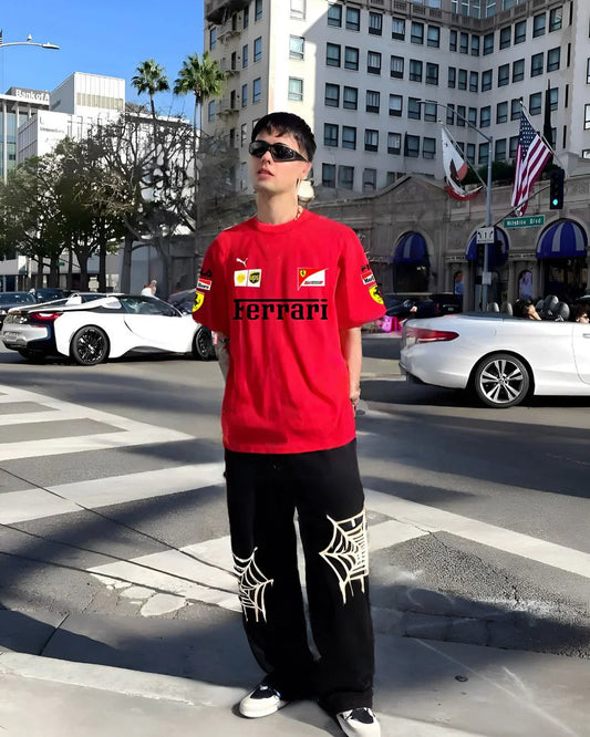 Ferrari Vintage Racing T-shirt l Red Color Unisex Racing Jacket